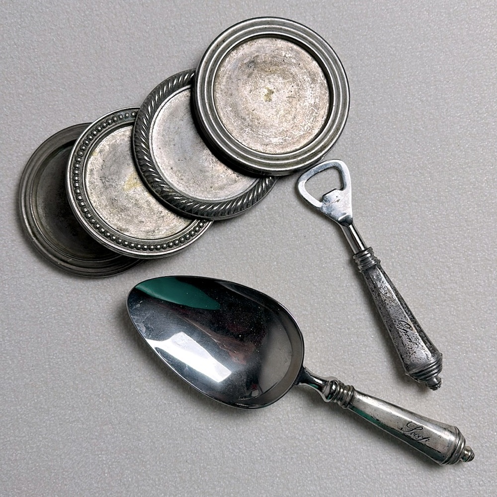Pottery Barn Spring Entertainment Silver Bar Accessories Set tablescape